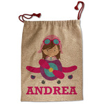 Airplane Theme - for Girls Santa Sack - Front