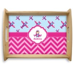 Airplane Theme - for Girls Natural Wooden Tray - Large (Personalized)