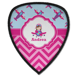 Airplane Theme - for Girls Iron on Shield Patch A w/ Name or Text