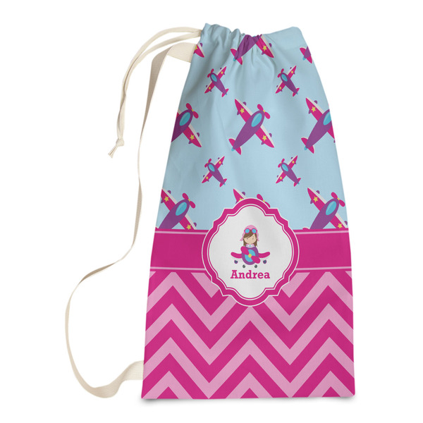 Custom Airplane Theme - for Girls Laundry Bags - Small (Personalized)