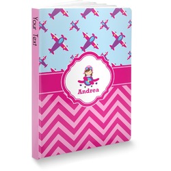 Airplane Theme - for Girls Softbound Notebook - 7.25" x 10" (Personalized)