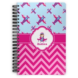 Airplane Theme - for Girls Spiral Notebook (Personalized)