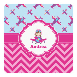 Airplane Theme - for Girls Square Decal - Small (Personalized)