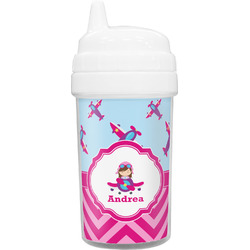 Airplane Theme - for Girls Toddler Sippy Cup (Personalized)