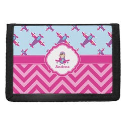 Airplane Theme - for Girls Trifold Wallet (Personalized)