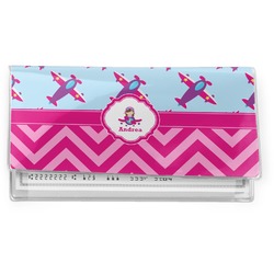 Airplane Theme - for Girls Vinyl Checkbook Cover (Personalized)