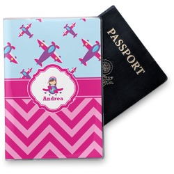 Airplane Theme - for Girls Vinyl Passport Holder (Personalized)