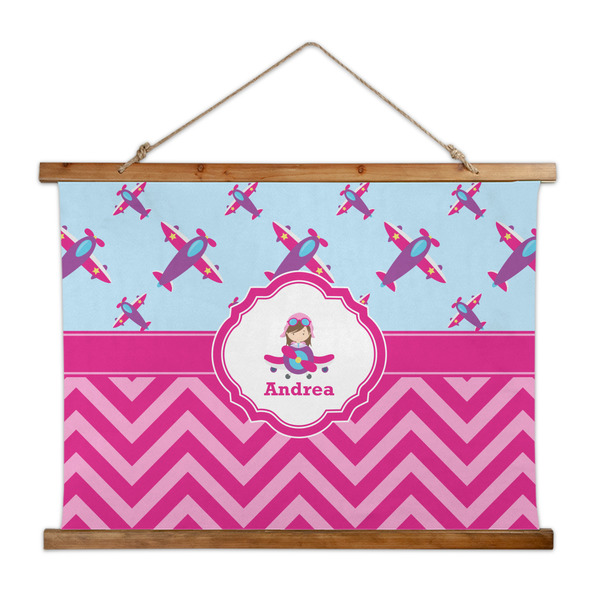 Custom Airplane Theme - for Girls Wall Hanging Tapestry - Wide (Personalized)