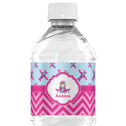 Airplane Theme - for Girls Water Bottle Labels - Custom Sized (Personalized)