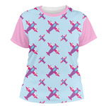 Airplane Theme - for Girls Women's Crew T-Shirt - Medium