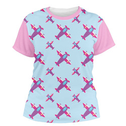 Airplane Theme - for Girls Women's Crew T-Shirt - Medium