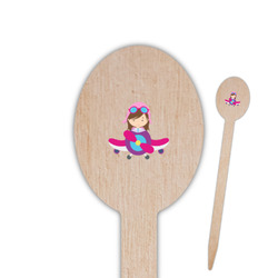Airplane Theme - for Girls Oval Wooden Food Picks - Double Sided