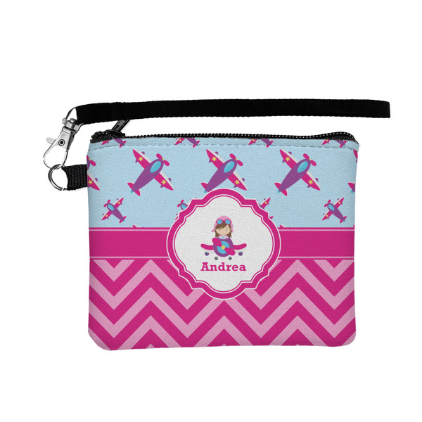 Custom Airplane Theme - for Girls Wristlet ID Case w/ Name or Text