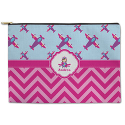 Airplane Theme - for Girls Zipper Pouch - Large - 12.5"x8.5" (Personalized)