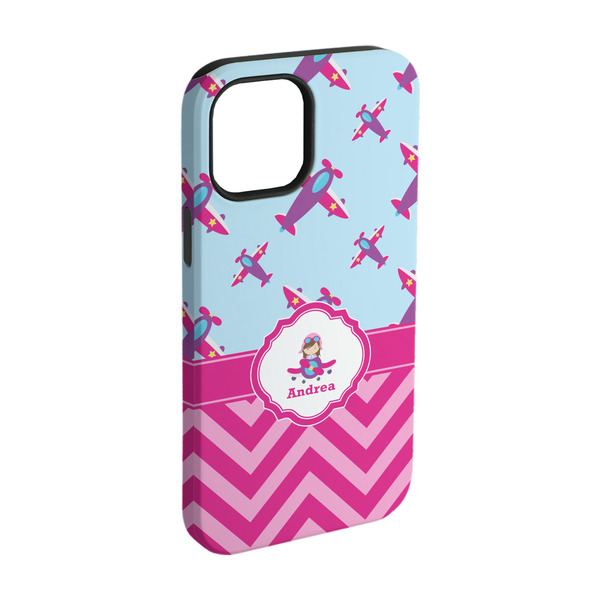 Custom Airplane Theme - for Girls iPhone Case - Rubber Lined - iPhone 15 Pro (Personalized)