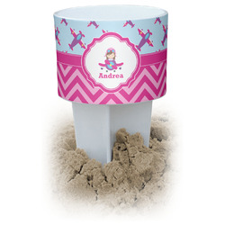 Airplane Theme - for Girls White Beach Spiker Drink Holder (Personalized)
