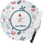 Winter Round Glass Cutting Board (Personalized)