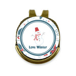 Winter Snowman Golf Ball Marker - Hat Clip - Gold