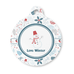 Winter Snowman Round Pet ID Tag - Small