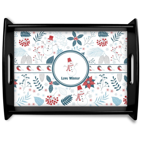 Custom Winter Black Wooden Tray - Large (Personalized)