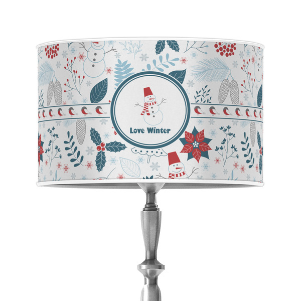 Custom Winter Snowman 12" Drum Lamp Shade - Poly-film