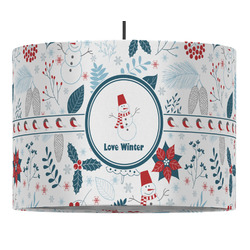 Winter Snowman 16" Drum Pendant Lamp - Fabric