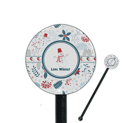 Winter Snowman 5.5" Round Plastic Stir Sticks - Black - Single Sided