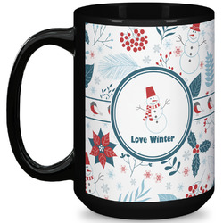 Winter Snowman 15 Oz Coffee Mug - Black