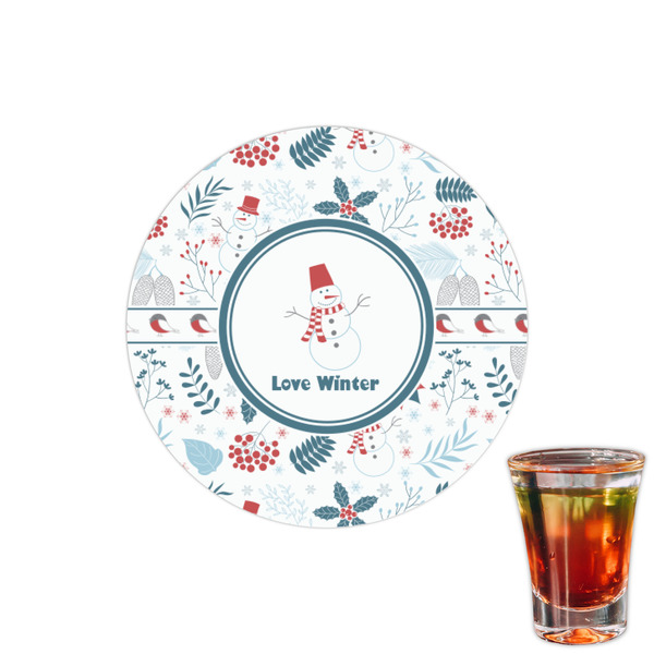 Custom Winter Snowman Printed Drink Topper - 1.5"