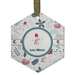 Winter Snowman Flat Glass Ornament - Hexagon