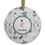 Winter Snowman Flat Glass Ornament - Round