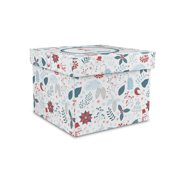 Custom Winter Snowman Gift Box with Lid - Canvas Wrapped - Small