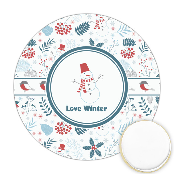 Custom Winter Snowman Printed Cookie Topper - 2.5"