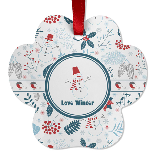 Custom Winter Snowman Metal Paw Ornament - Double Sided