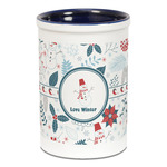 Winter Snowman Ceramic Pencil Holders - Blue