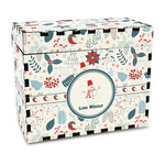 Winter Snowman Wood Recipe Box - Full Color Print