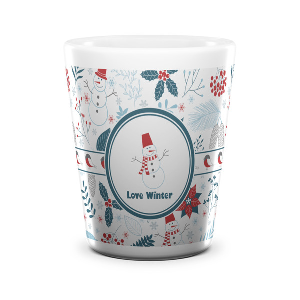 Custom Winter Snowman Ceramic Shot Glass - 1.5 oz - White - Single