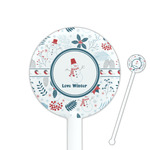 Winter Snowman 5.5" Round Plastic Stir Sticks - White - Double Sided