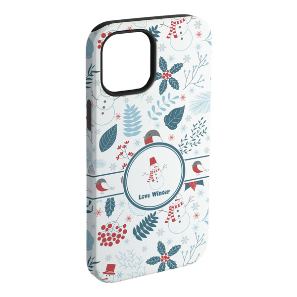 Custom Winter Snowman iPhone Case - Rubber Lined - iPhone 15 Plus