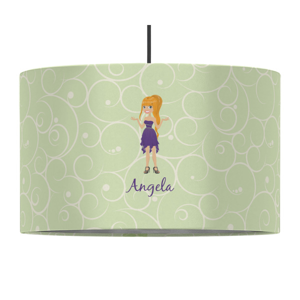 Custom Custom Character (Woman) 12" Drum Pendant Lamp - Fabric (Personalized)