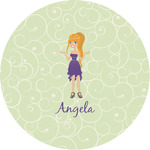 Custom Character (Woman) Multipurpose Round Labels - Custom Sized (Personalized)