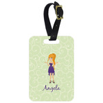 Custom Character (Woman) Metal Luggage Tag w/ Name or Text