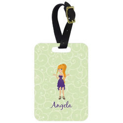 Custom Character (Woman) Metal Luggage Tag w/ Name or Text