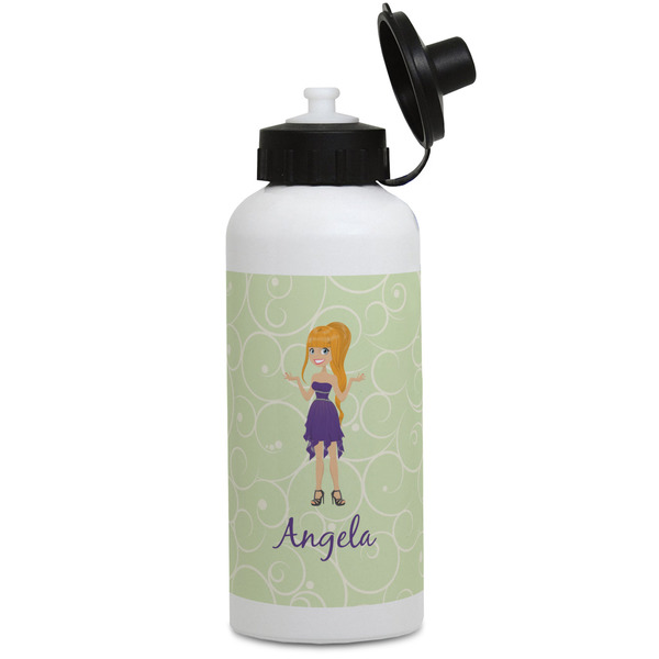 Custom Custom Character (Woman) Water Bottles - Aluminum - 20 oz - White (Personalized)