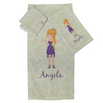 Custom Character (Woman) Bath Towel Set - 3 Pcs (Personalized)