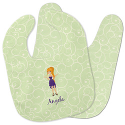 Custom Character (Woman) Baby Bib w/ Name or Text