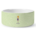 Custom Character (Woman) Ceramic Dog Bowl (Personalized)