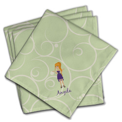 Custom Character (Woman) Cloth Napkins (Set of 4) (Personalized)