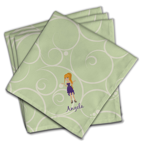 Custom Custom Character (Woman) Cloth Napkins (Set of 4) (Personalized)