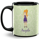 Custom Character (Woman) 11 Oz Coffee Mug - Black (Personalized)